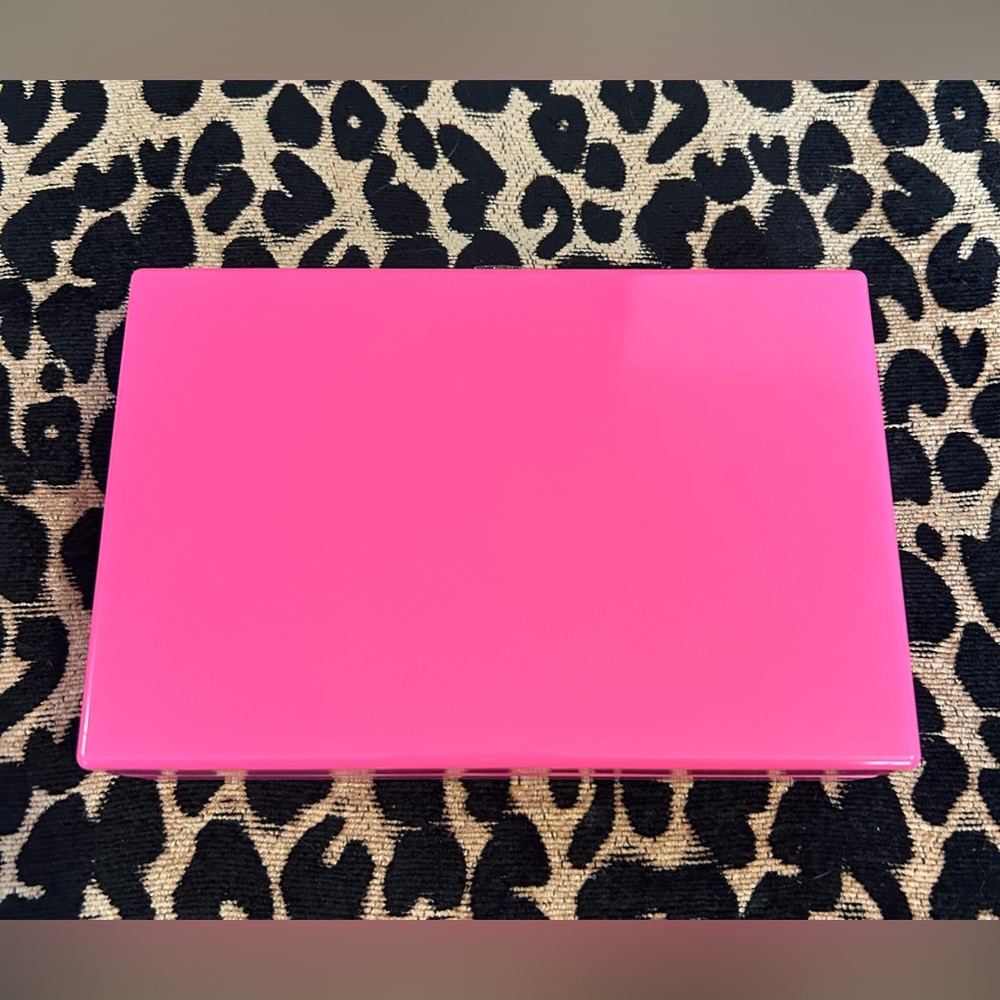 Y2K Acrylic neon pink clutch bag with gold chain strap